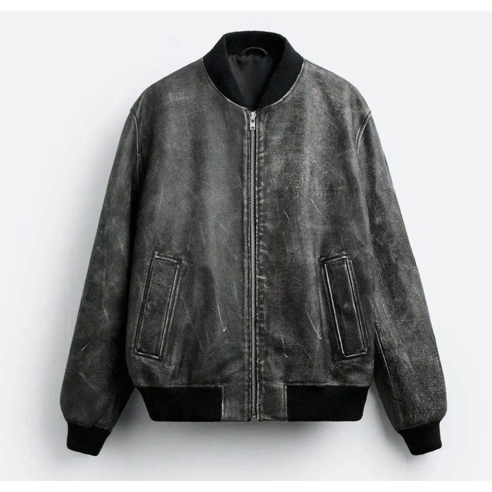 ZARA VINTAGE EFFECT LEATHER JACKET LIMITED EDITION